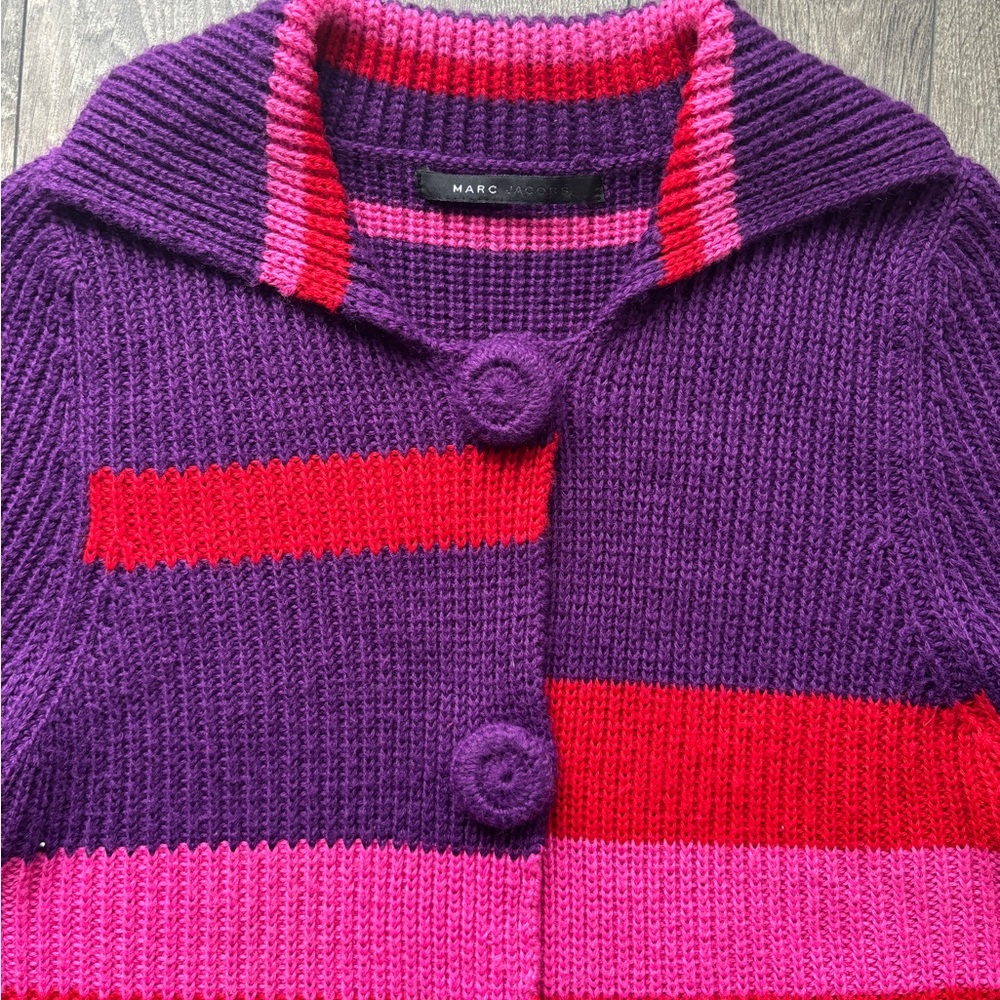 Marc Jacobs Cardigan Colour Block Striped Wool Blend | Size S-M - Picture 3 of 10